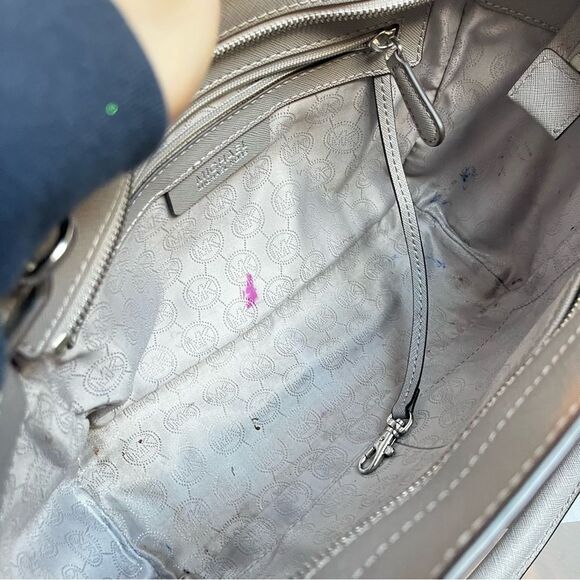 MICHAEL KORS Light Grey Selma Raven Bedford Fulton Satchel Tote Crossbody - Picture 10 of 11